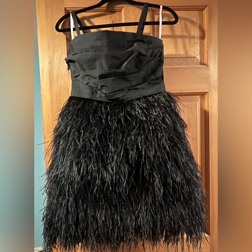 Kate Spade | Black ostrich feather mini dress | Size 8